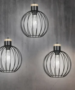Store Sklep Kaja Lampa wisząca z kulistym drucianym kloszem 754/3 | Kaja Oświetlenie czarny