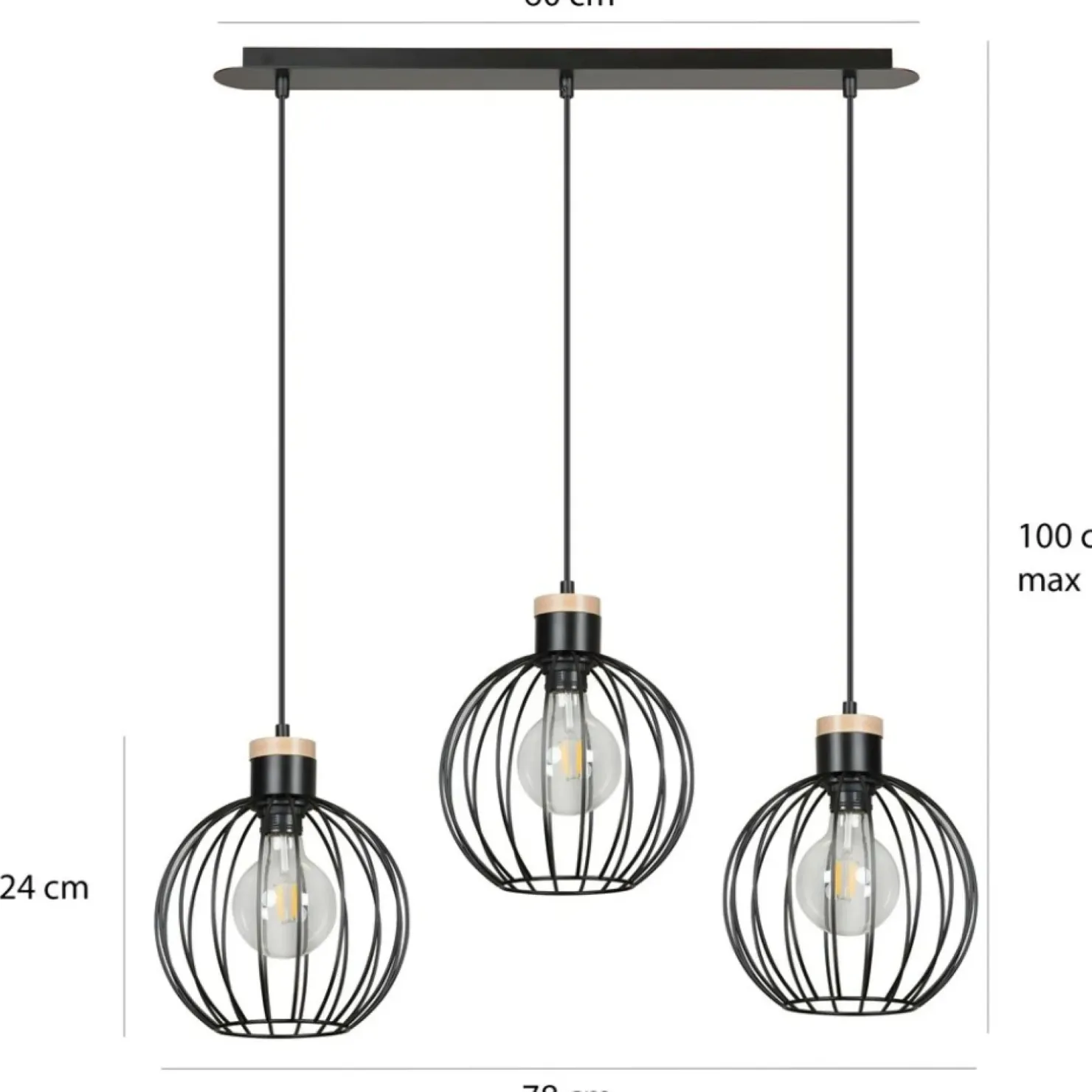 Store Sklep Kaja Lampa wisząca z kulistym drucianym kloszem 754/3 | Kaja Oświetlenie czarny