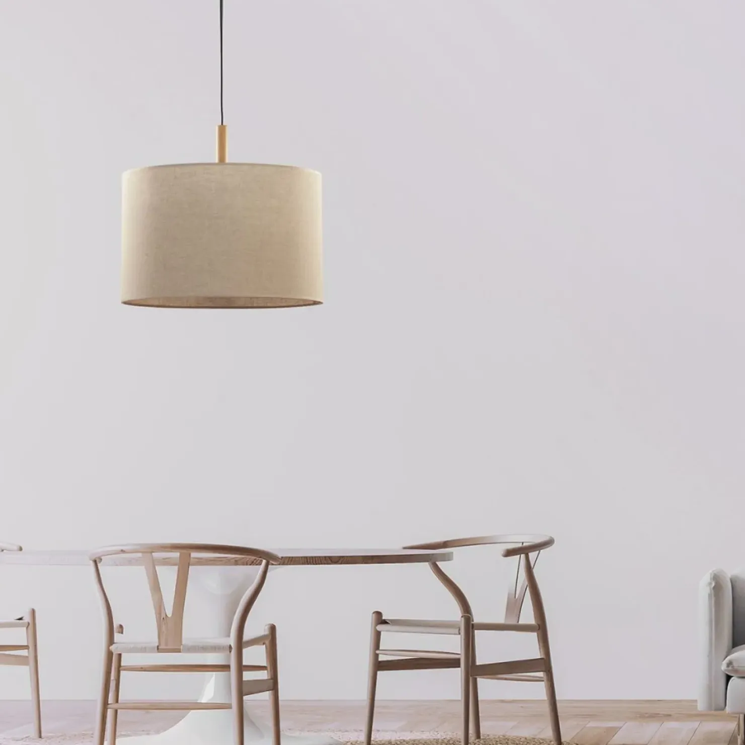 Fashion Sklep Kaja Lampa wisząca z lnianym abażurem TK 6107 DEVA | Kaja Oświetlenie beż