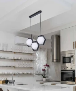 Discount Sklep Kaja Lampa wisząca z matowymi kloszami w ramkach K-4786 | Kaja Oświetlenie