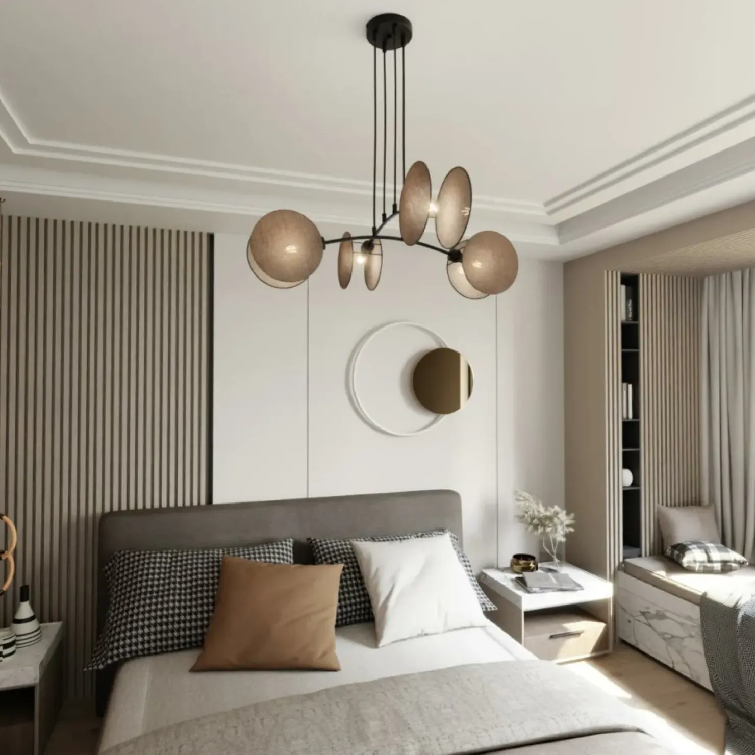 Outlet Sklep Kaja Lampa wisząca z naturalnymi abażurami 1328/4 MOTIF | Kaja Oświetlenie