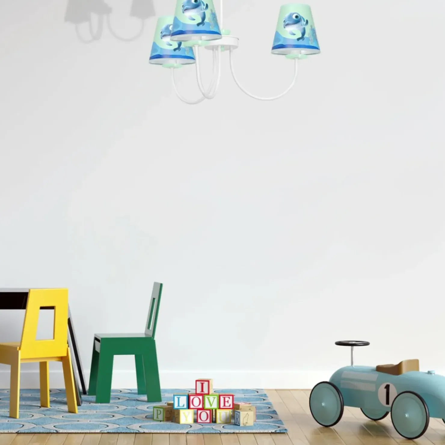 Lampa wisząca z niebieskimi abażurami MLP6811 z serii DELFINKA FINKA | Kaja Oświ*Sklep Kaja Clearance