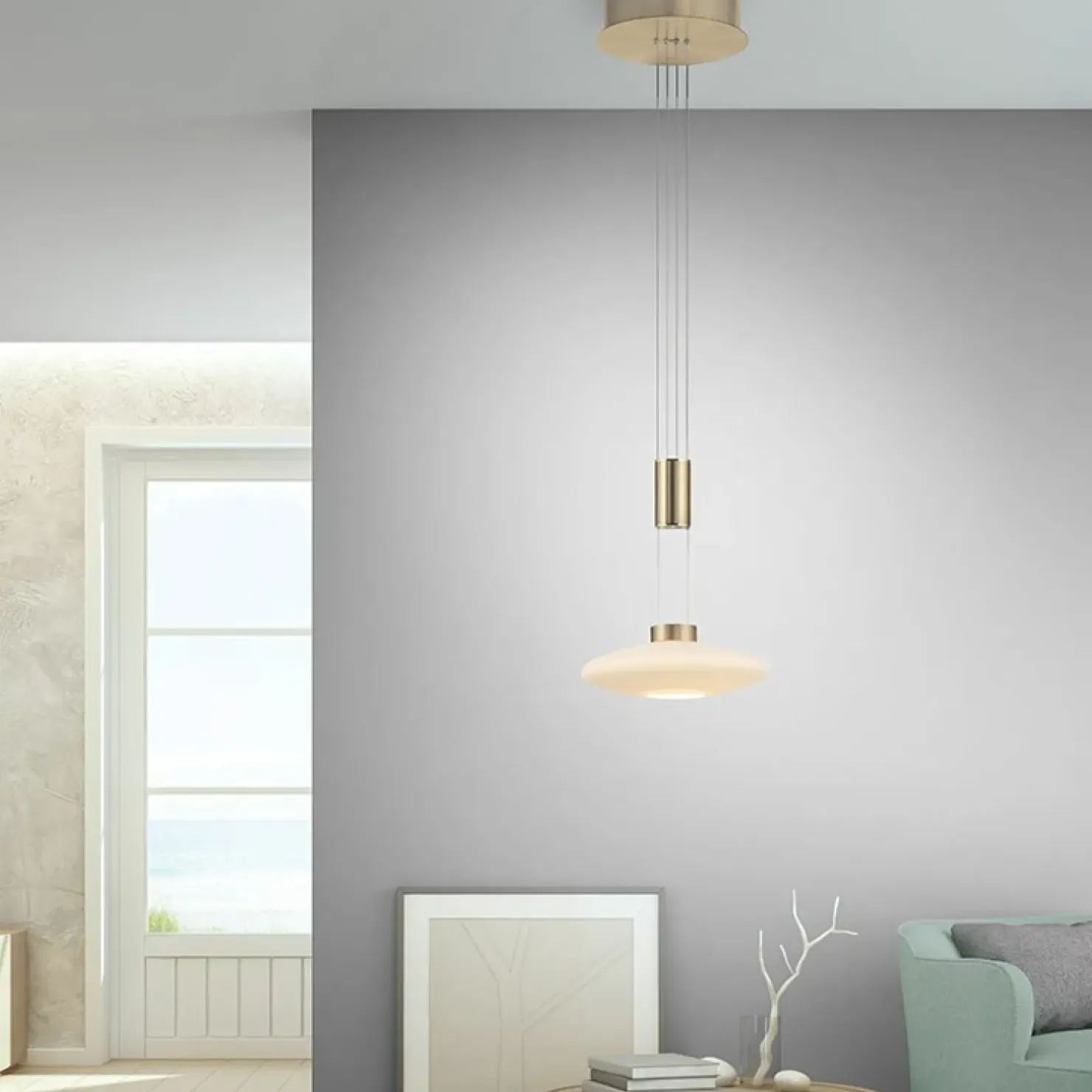 Fashion Sklep Kaja Lampa wisząca z pamięcią po wyłączeniu 2080-60 z serii LAUTADA | Kaja mosiądz