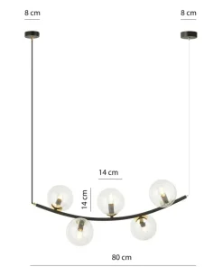 Best Sale Sklep Kaja Lampa wisząca z pięcioma przezroczystymi kloszami 1296/5 z serii RITZ