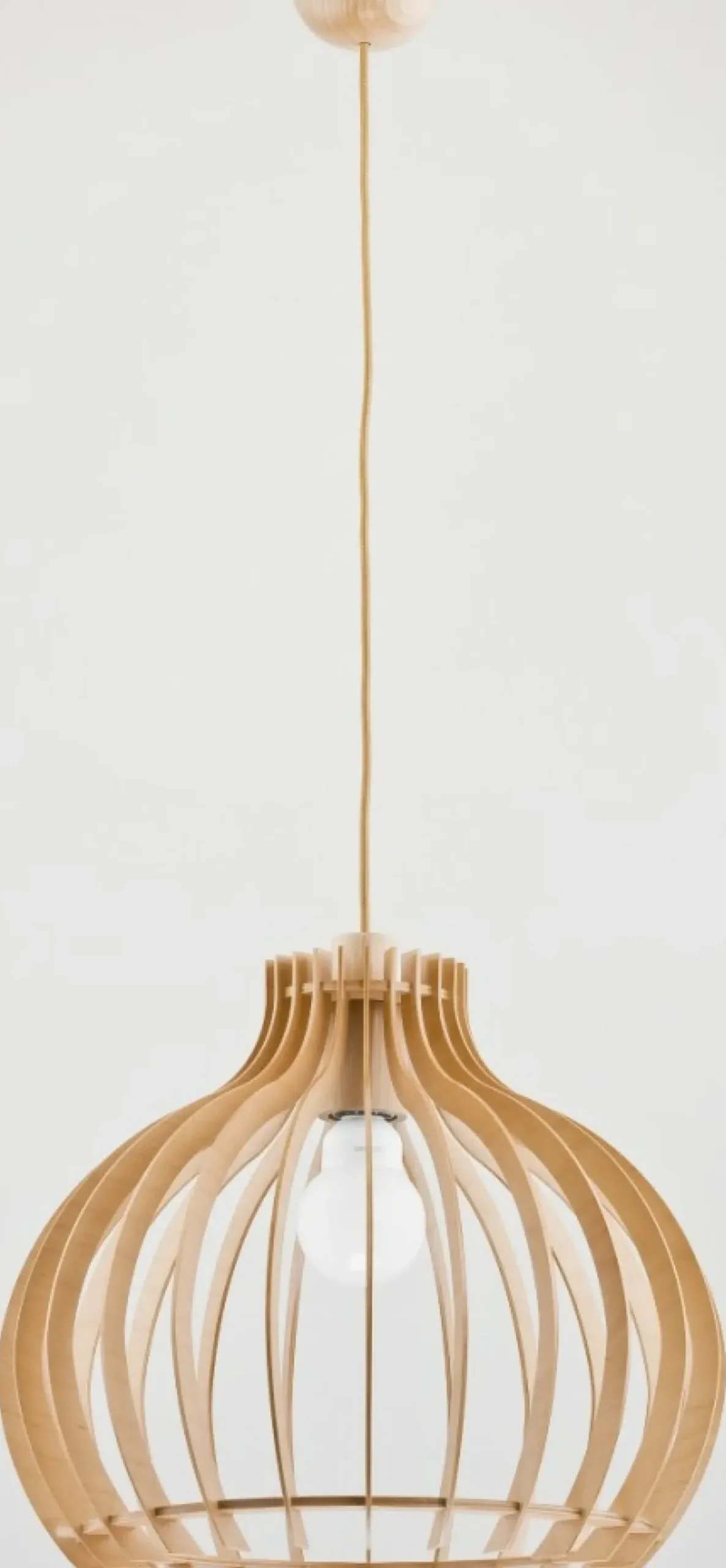 Cheap Sklep Kaja Lampa wisząca z pękatym, drewnianym kloszem AL 60023 | Kaja