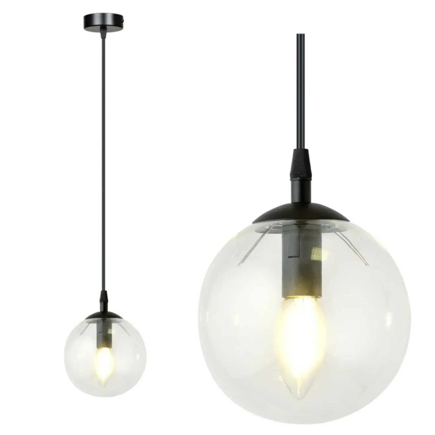 Discount Sklep Kaja Lampa wisząca z przezroczystym kulistym kloszem 711/1 | Kaja