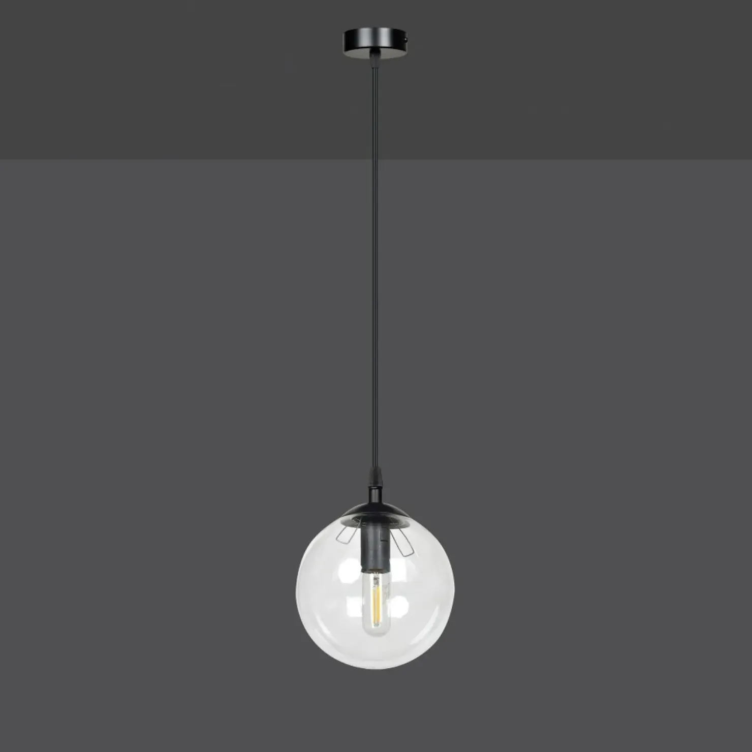 Discount Sklep Kaja Lampa wisząca z przezroczystym kulistym kloszem 711/1 | Kaja