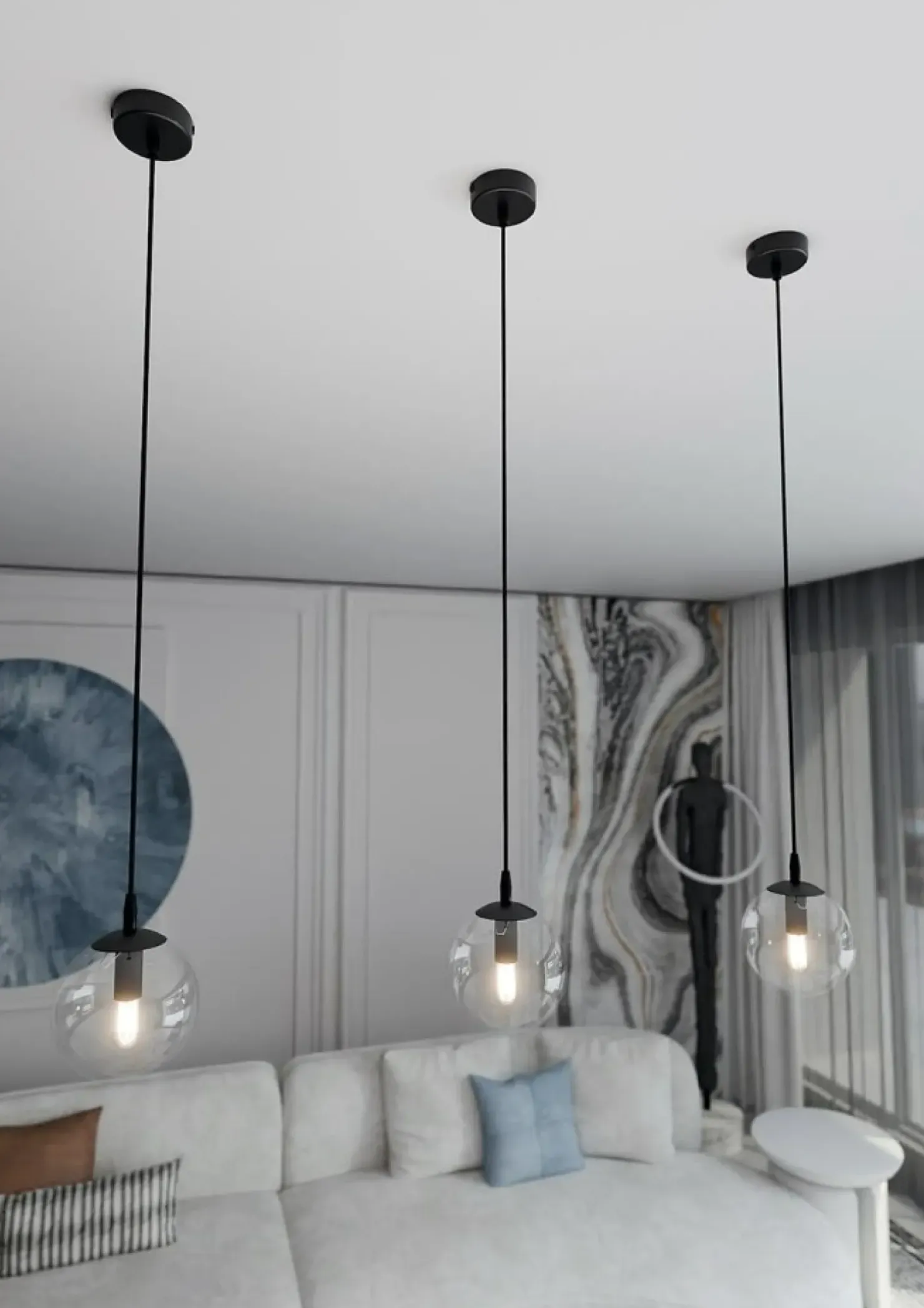 Discount Sklep Kaja Lampa wisząca z przezroczystym kulistym kloszem 711/1 | Kaja