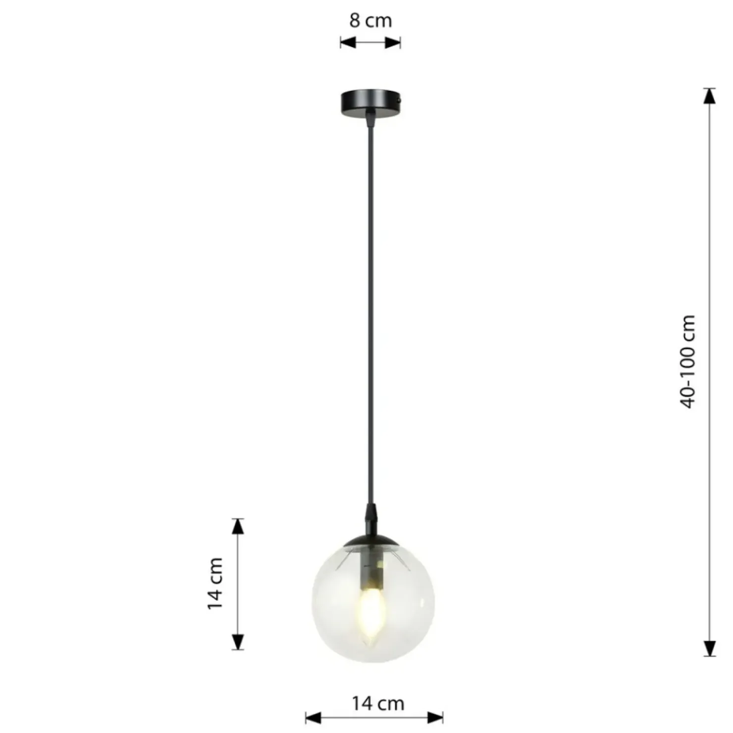 Discount Sklep Kaja Lampa wisząca z przezroczystym kulistym kloszem 711/1 | Kaja