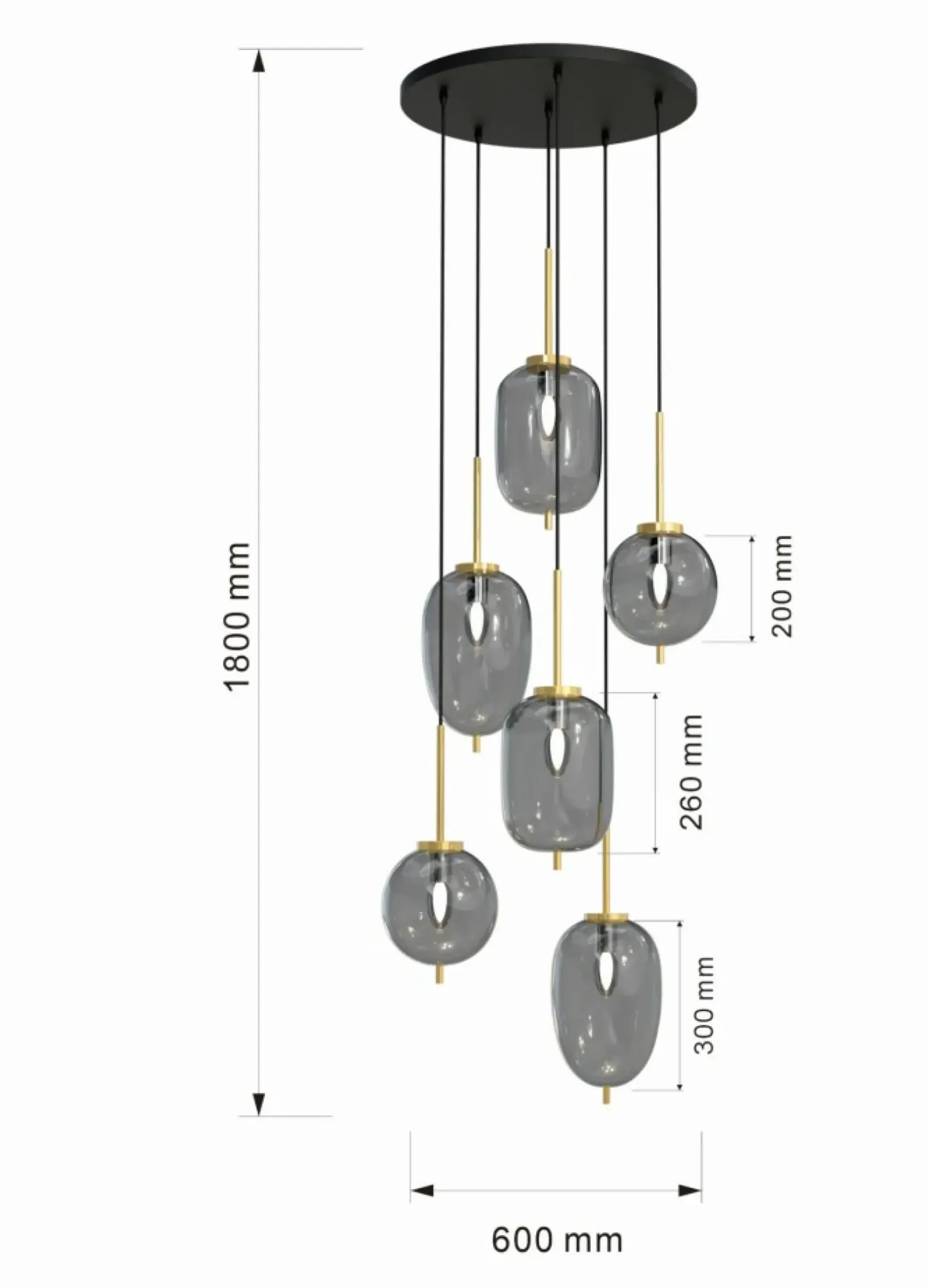 New Sklep Kaja Lampa wisząca z różnymi kloszami WF 5007-502 BELLEVILLE | Kaja