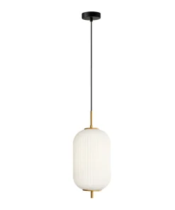 Best Sale Sklep Kaja Lampa wisząca z ryflowanym szkłem PND-28798-1-GD-WH z serii OLMETO