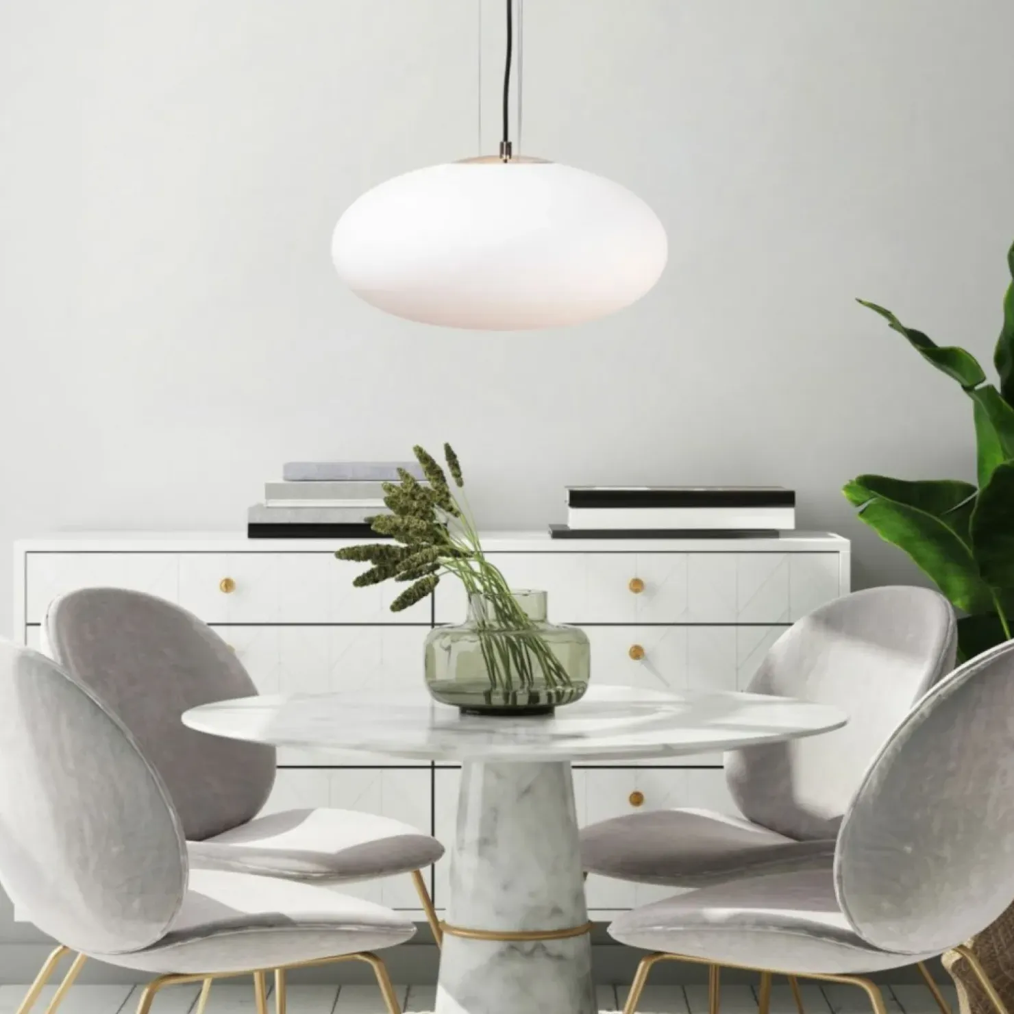 Shop Sklep Kaja Lampa wisząca z szerokim, białym kloszem ZM 1181 OMI | Kaja