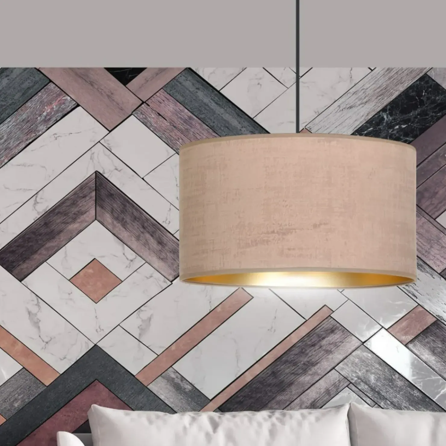 Shop Sklep Kaja Lampa wisząca z szerokim, różowym abażurem 1053/1 HILDE | Kaja