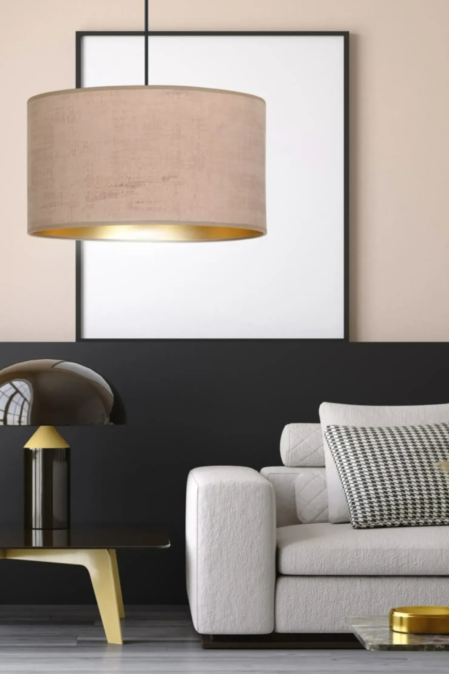 Shop Sklep Kaja Lampa wisząca z szerokim, różowym abażurem 1053/1 HILDE | Kaja