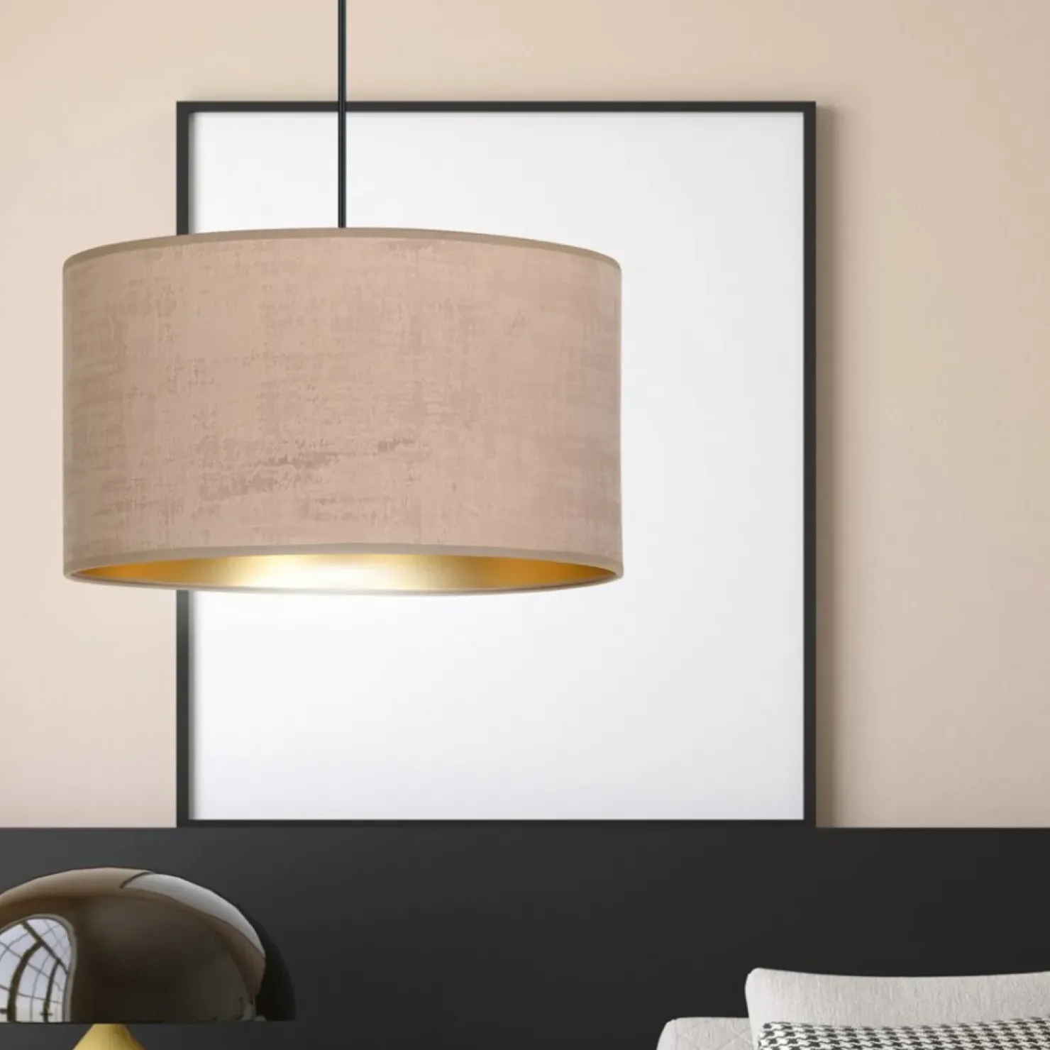 Shop Sklep Kaja Lampa wisząca z szerokim, różowym abażurem 1053/1 HILDE | Kaja