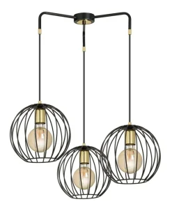 Shop Sklep Kaja Lampa wisząca z trzema drucianymi kloszami 144/3 | Kaja Oświetlenie czarny