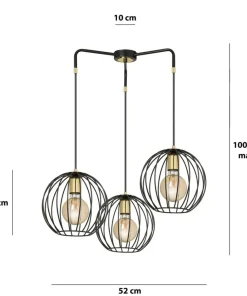 Shop Sklep Kaja Lampa wisząca z trzema drucianymi kloszami 144/3 | Kaja Oświetlenie czarny