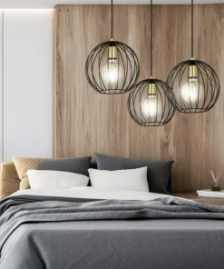 Shop Sklep Kaja Lampa wisząca z trzema drucianymi kloszami 144/3 | Kaja Oświetlenie czarny