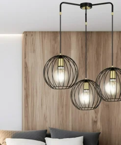Shop Sklep Kaja Lampa wisząca z trzema drucianymi kloszami 144/3 | Kaja Oświetlenie czarny