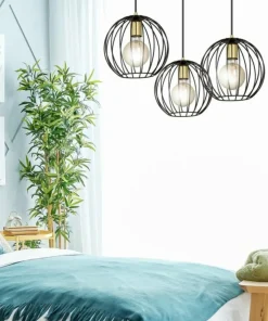 Shop Sklep Kaja Lampa wisząca z trzema drucianymi kloszami 144/3 | Kaja Oświetlenie czarny