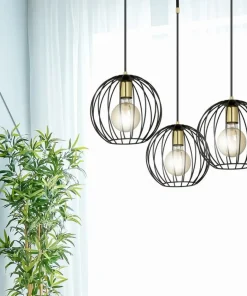 Shop Sklep Kaja Lampa wisząca z trzema drucianymi kloszami 144/3 | Kaja Oświetlenie czarny