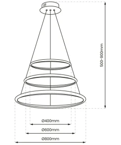 Sale Sklep Kaja Lampa wisząca z trzema okręgami, do salonu ML7946 z serii ROTONDA | Kaja Oświetl