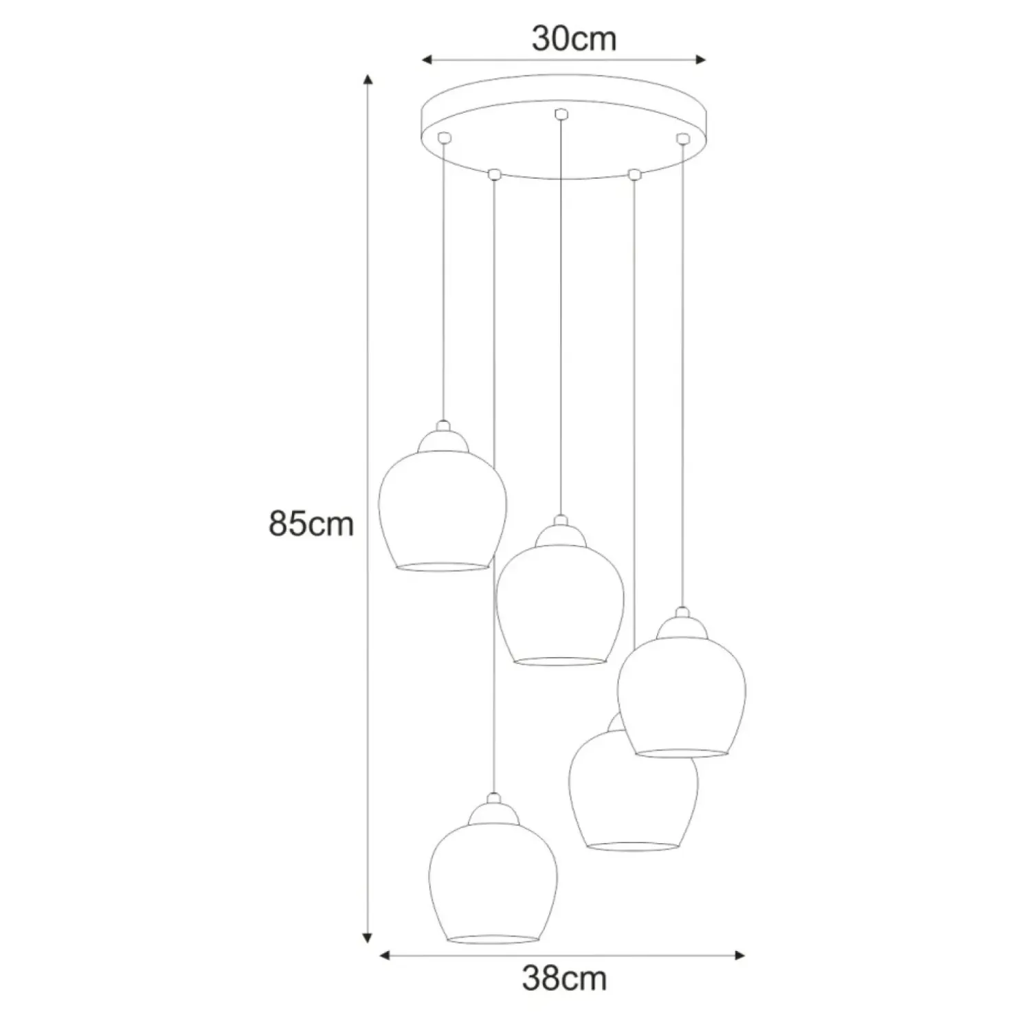 Shop Sklep Kaja Lampa wisząca z wyjątkowymi kloszami K-5607 z serii TULA