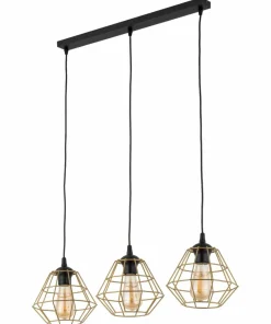 Discount Sklep Kaja Lampa wisząca ze złotymi, drucianymi kloszami TK 4642 DIAMOND NEW