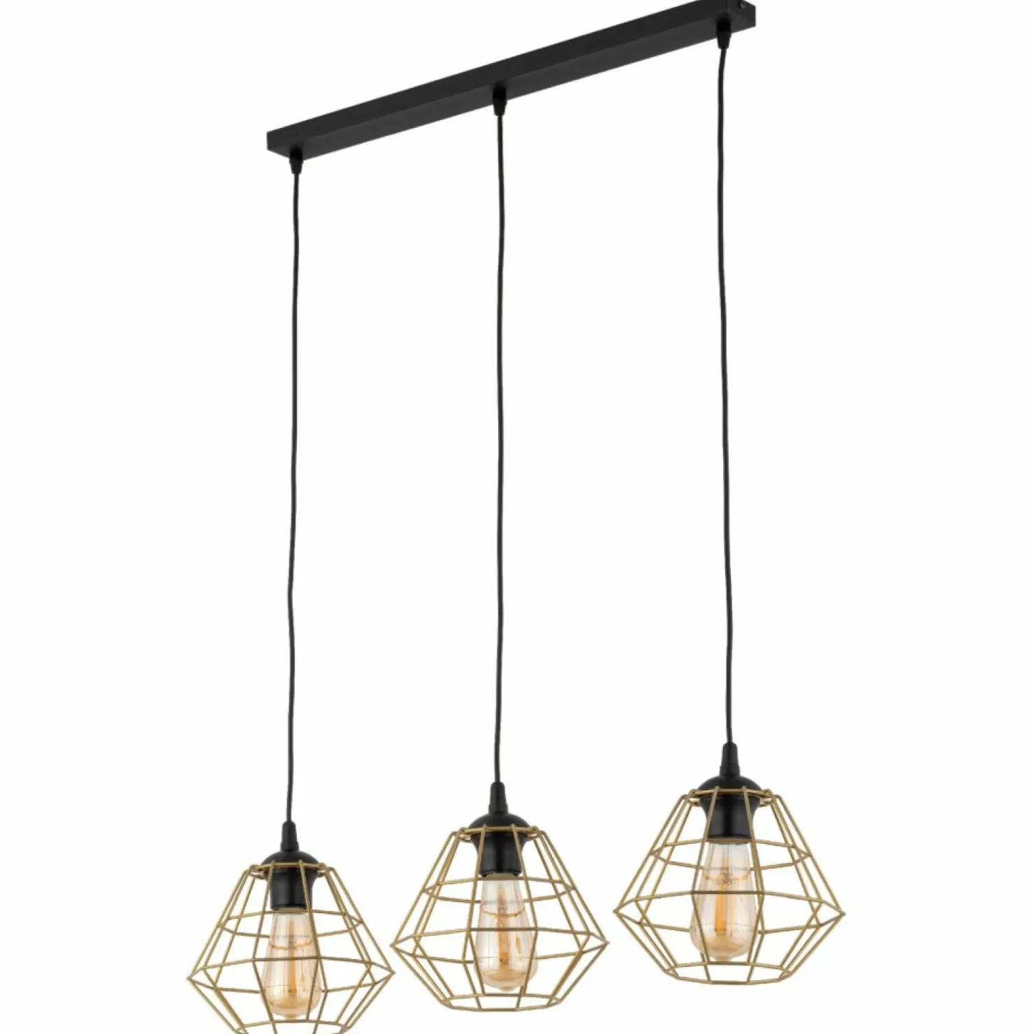 Discount Sklep Kaja Lampa wisząca ze złotymi, drucianymi kloszami TK 4642 DIAMOND NEW