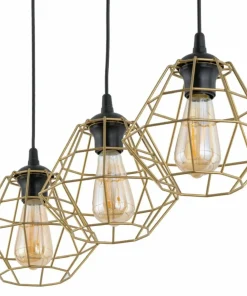 Discount Sklep Kaja Lampa wisząca ze złotymi, drucianymi kloszami TK 4642 DIAMOND NEW