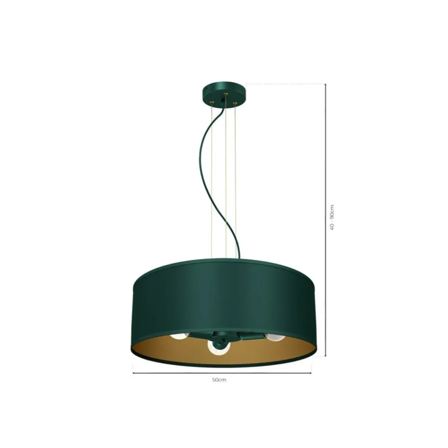 Outlet Sklep Kaja Lampa wisząca, zielono-złota, na trzy żarówki MLP7879 z serii VERDE | Kaja Oświe