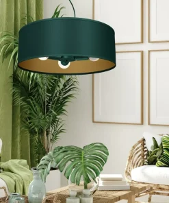 Outlet Sklep Kaja Lampa wisząca, zielono-złota, na trzy żarówki MLP7879 z serii VERDE | Kaja Oświe