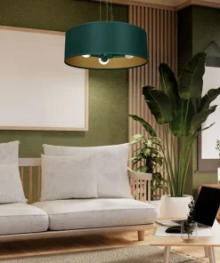 Outlet Sklep Kaja Lampa wisząca, zielono-złota, na trzy żarówki MLP7879 z serii VERDE | Kaja Oświe