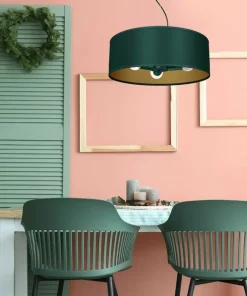 Outlet Sklep Kaja Lampa wisząca, zielono-złota, na trzy żarówki MLP7879 z serii VERDE | Kaja Oświe