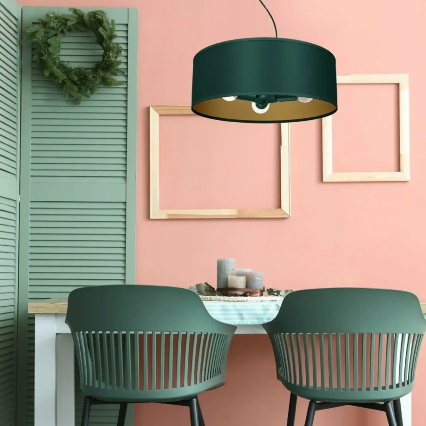 Outlet Sklep Kaja Lampa wisząca, zielono-złota, na trzy żarówki MLP7879 z serii VERDE | Kaja Oświe
