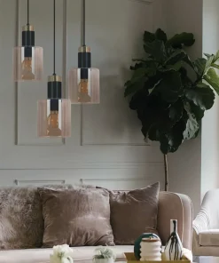Best Sklep Kaja Lampa wisząca, złota dekoracja i miodowy klosz K-5257 z serii ALTO