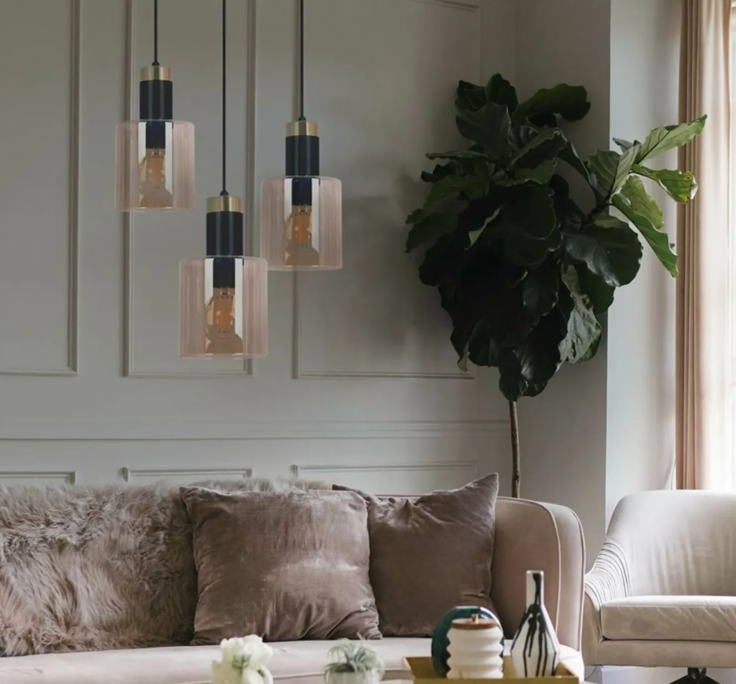Best Sklep Kaja Lampa wisząca, złota dekoracja i miodowy klosz K-5257 z serii ALTO