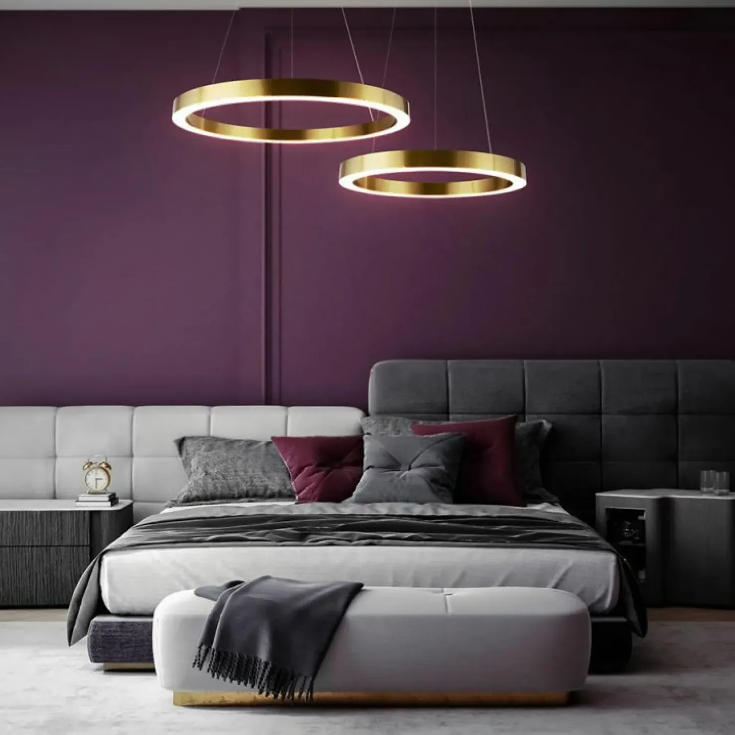 Best Sklep Kaja Lampa wisząca, złota obręcz z LED-em MOD415PL-L45BS4K z serii SATURNO mosiądz