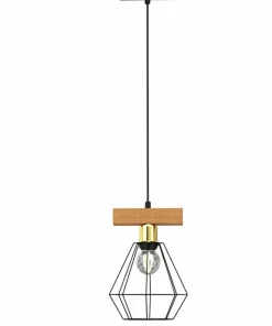 Sale Sklep Kaja Lampa wisząca, złota oprawka, drewniana ozdoba LX 4104 z serii VASTRA