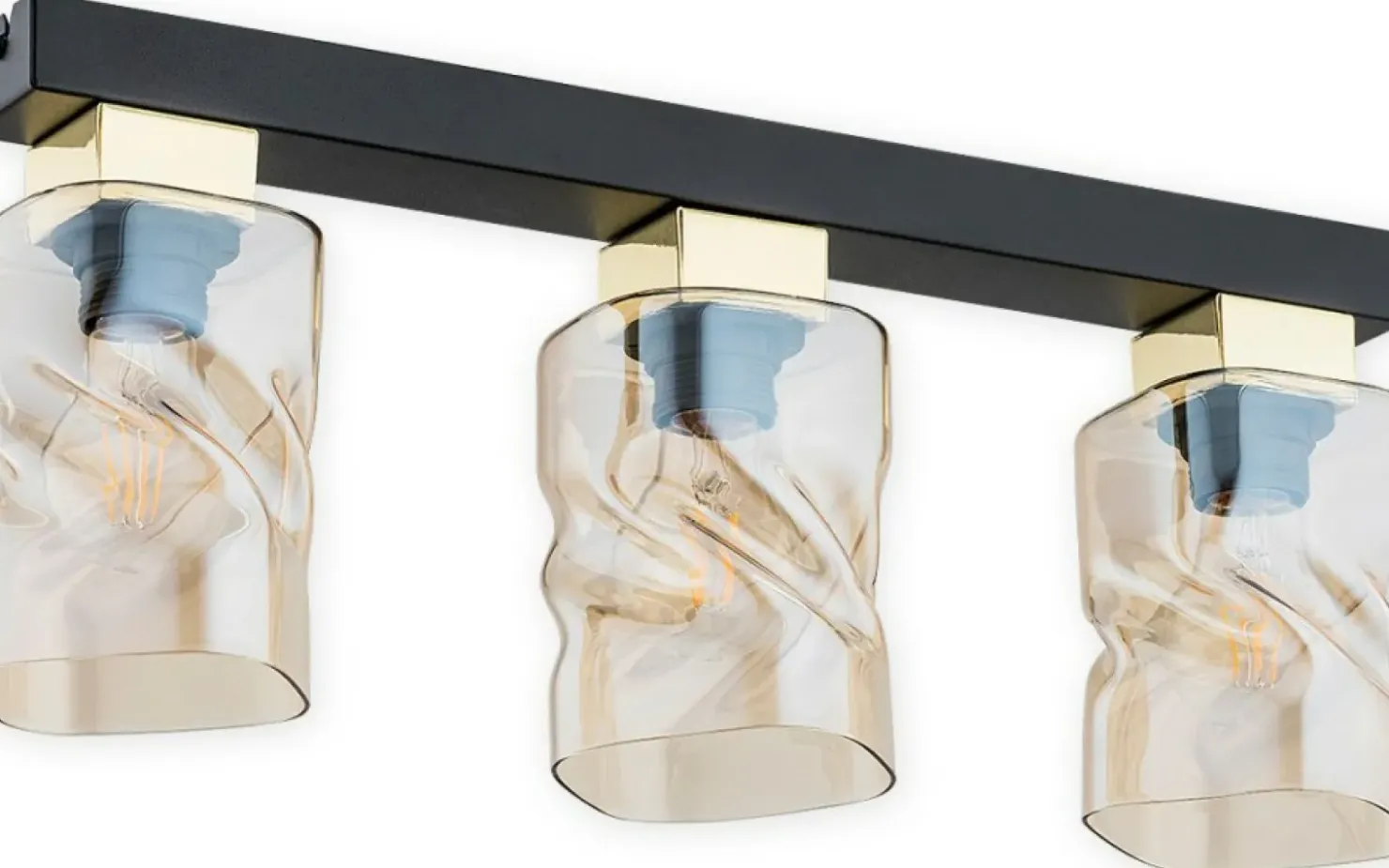 Lampa z bursztynowymi kloszami O2963 P3 CZA ZL MERU | Kaja Oświetlenie*Sklep Kaja New