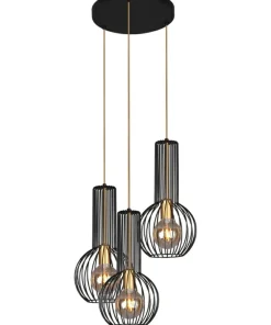 Sale Sklep Kaja Lampa z czarno-złotymi kloszami K-4522 ARVI BLACK | Kaja Oświetlenie