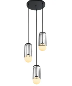 Store Sklep Kaja Lampa z drucianymi kloszami na zwisach MDM-3939/3 BK MATTY | Kaja