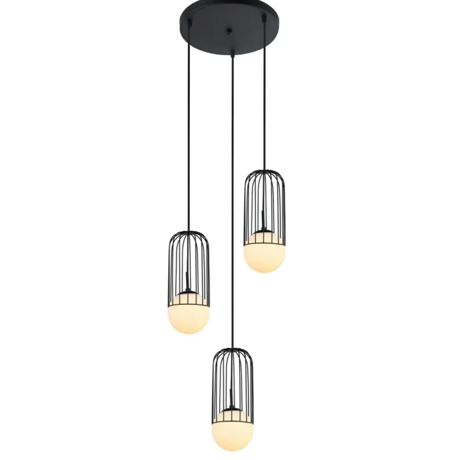 Store Sklep Kaja Lampa z drucianymi kloszami na zwisach MDM-3939/3 BK MATTY | Kaja