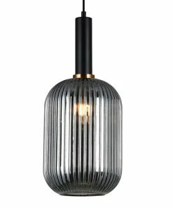 Best Sale Sklep Kaja Lampa z dymionym kloszem PND-5588-1L-BK+SG ANTIOLA | Kaja Oświetlenie