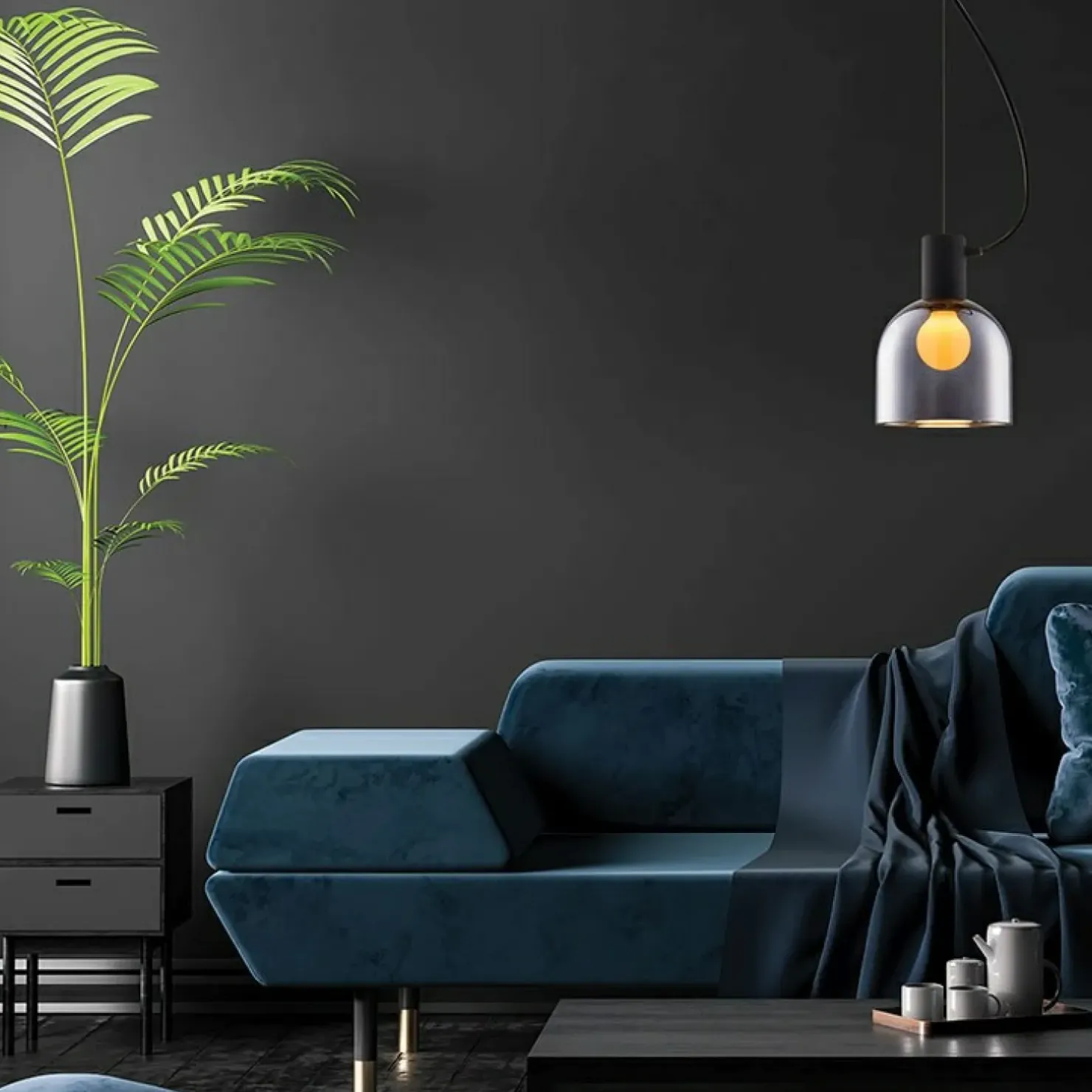 Outlet Sklep Kaja Lampa z grafitowym kloszem MD1918-1S-CHROME LAZARO| Kaja Oświetlenie