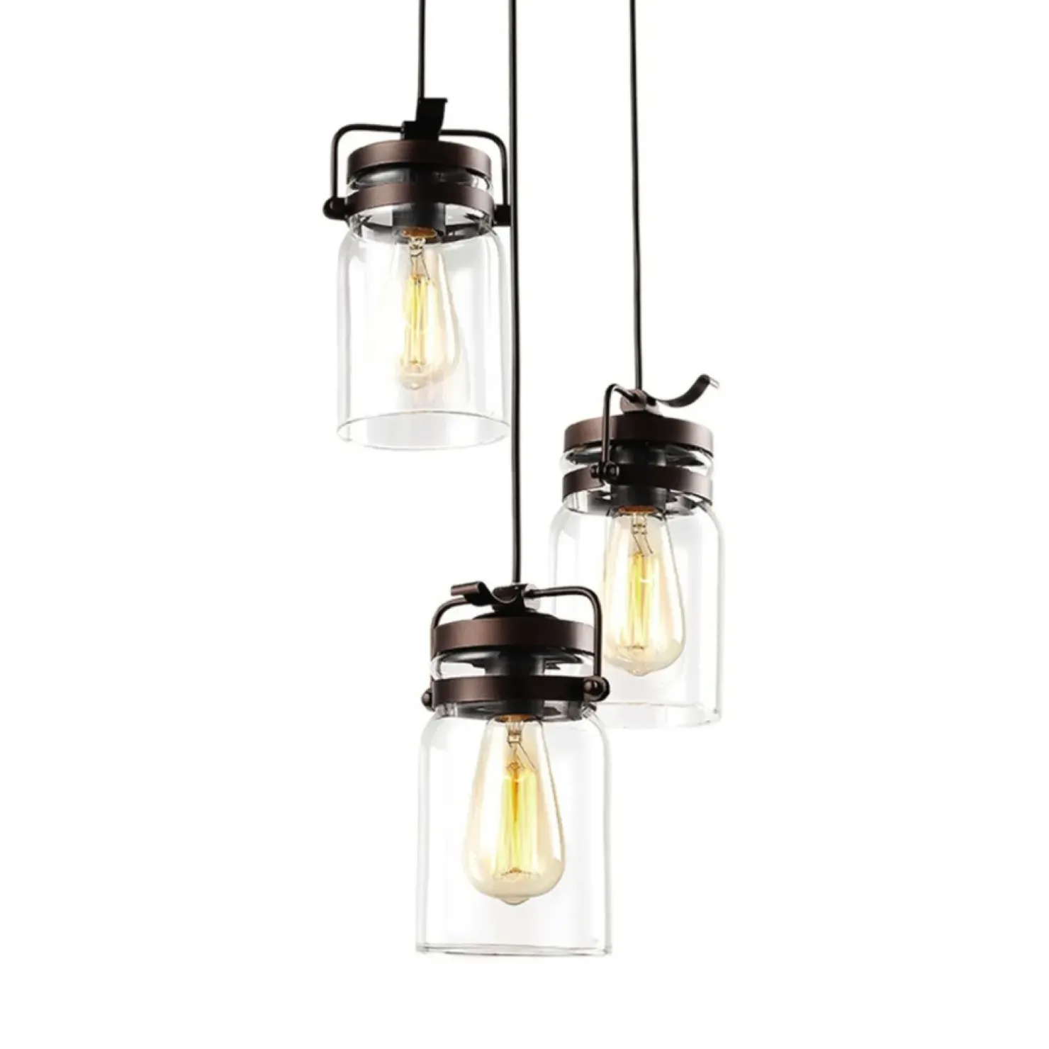 Shop Sklep Kaja Lampa z ozdobnymi kloszami - słoiki K-8004A-3 RAVEN | Kaja Oświetlenie brąz