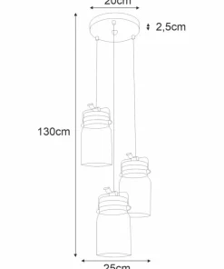 Shop Sklep Kaja Lampa z ozdobnymi kloszami - słoiki K-8004A-3 RAVEN | Kaja Oświetlenie brąz