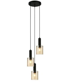 Store Sklep Kaja Lampa z ozdobnymi kloszami PND-5581-3A-BK+RNAMB SARDO RAIN | Kaja