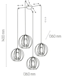 Store Sklep Kaja Lampa z przewodami do rozmieszczenia TK 6252 JAULA | Kaja Oświetlenie czarny