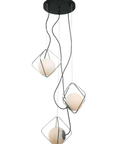 Outlet Sklep Kaja Lampa ze srebrnymi ramkami PEN-5696-3-BKCR CANTO | Kaja Oświetlenie